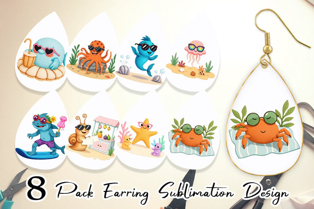Earring Tropical Sunglass Creatures Sublimation artnoy 