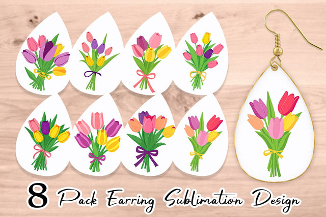 Earring Tulip Bouquet Sublimation artnoy 