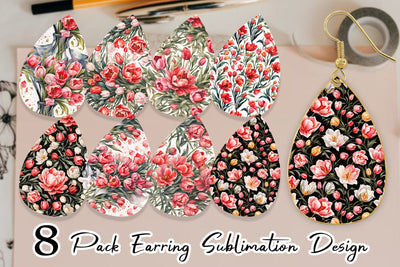 Earring Tulip Pattern Sublimation artnoy 