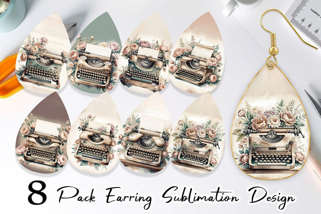 Earring Typewriter Sublimation artnoy 