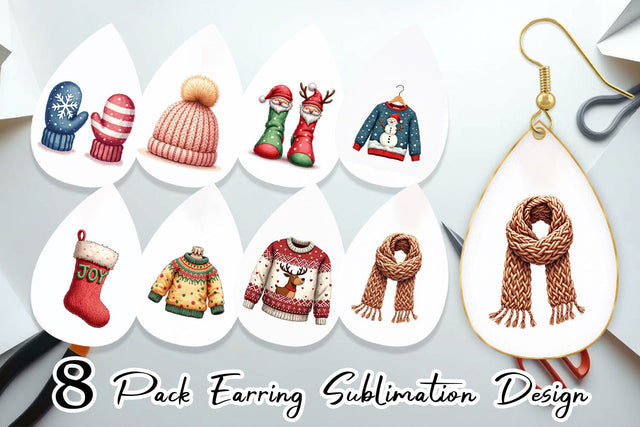 Earring UglyCute Christmas Sweaters Sublimation artnoy 