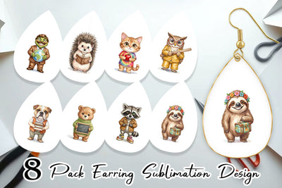 Earring UglyCute Groovy Animal Teacher Sublimation artnoy 