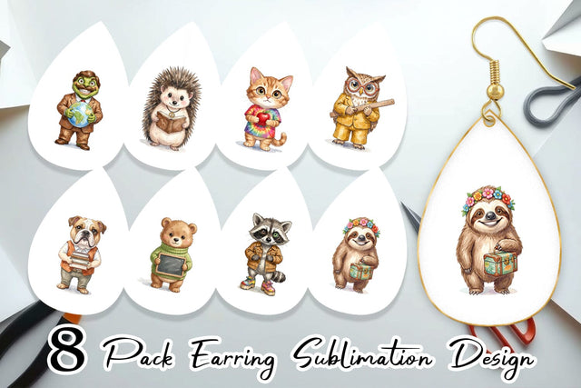 Earring UglyCute Groovy Animal Teacher Sublimation artnoy 