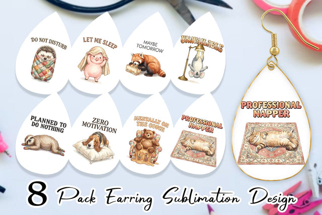 Earring Unapologetic Weekend Laziness Watercolor Sublimation artnoy 