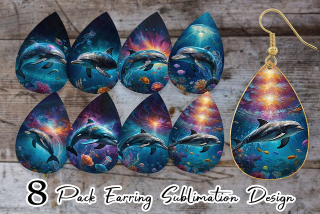 Earring Underwater Dolphin Sublimation artnoy 
