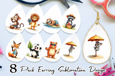 Earring Unenthusiastic Wild Animals Summer Sublimation artnoy 