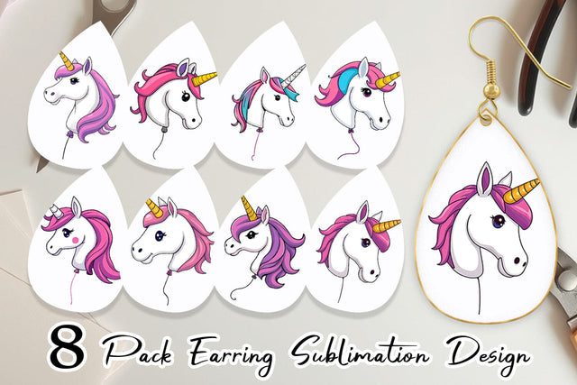 Earring Unicorn Balloon Sublimation artnoy 
