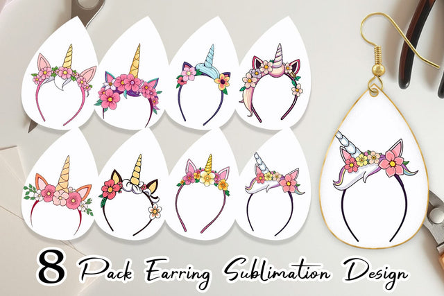 Earring Unicorn Headband Sublimation artnoy 