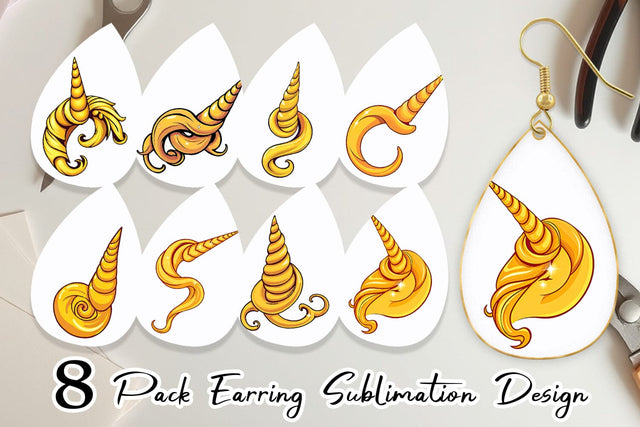Earring Unicorn Horn Sublimation artnoy 