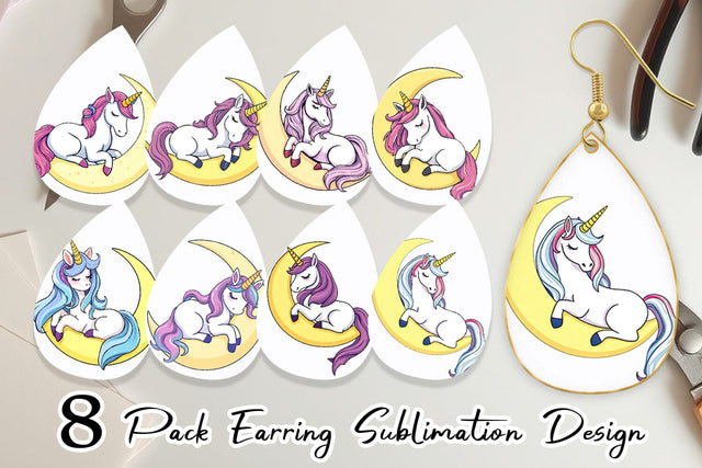 Earring Unicorn & Moon Sublimation artnoy 