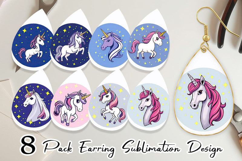 Earring Unicorn & Stars Sublimation artnoy 