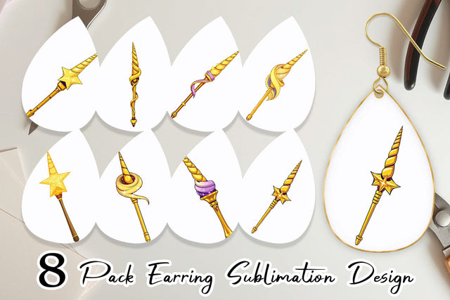 Earring Unicorn Wand Sublimation artnoy 