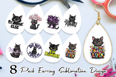 Earring Unimpressed Black Cat Quote Sublimation artnoy 