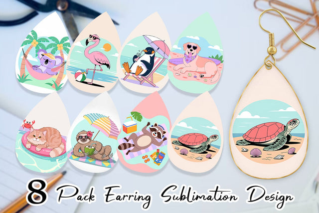 Earring Vacation Animals Sublimation artnoy 