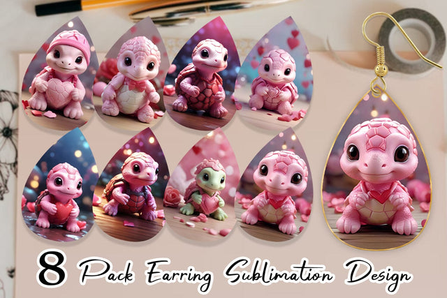 Earring Valentine Baby Turtle Sublimation artnoy 