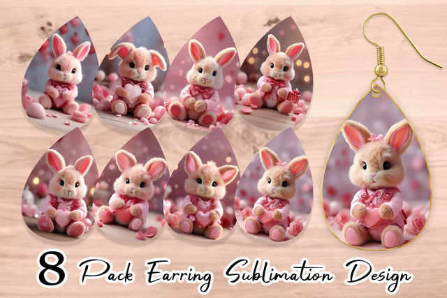 Earring Valentine Bunny Sublimation artnoy 