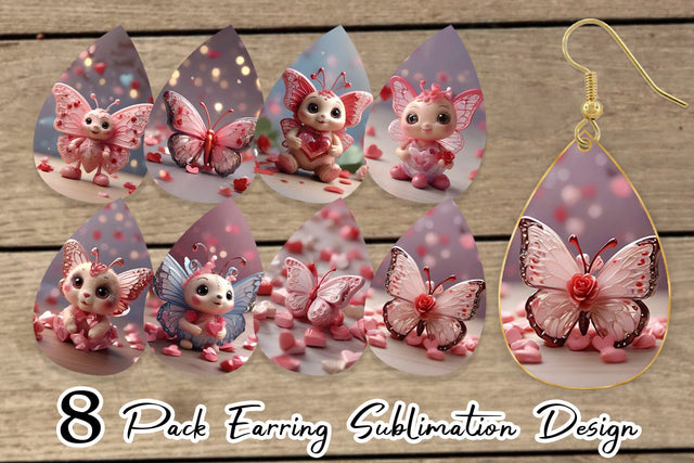 Earring Valentine Butterfly Sublimation artnoy 