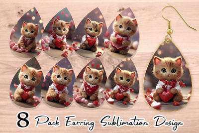 Earring Valentine Cat Sublimation artnoy 