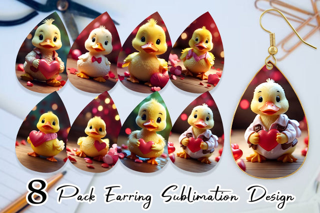 Earring Valentine Duck Sublimation artnoy 