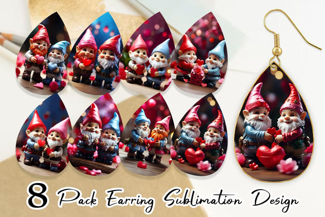 Earring Valentine Gnomes Sublimation artnoy 