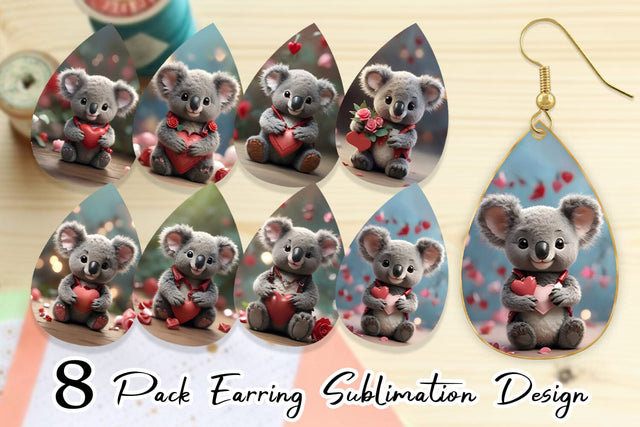 Earring Valentine Koala Sublimation artnoy 