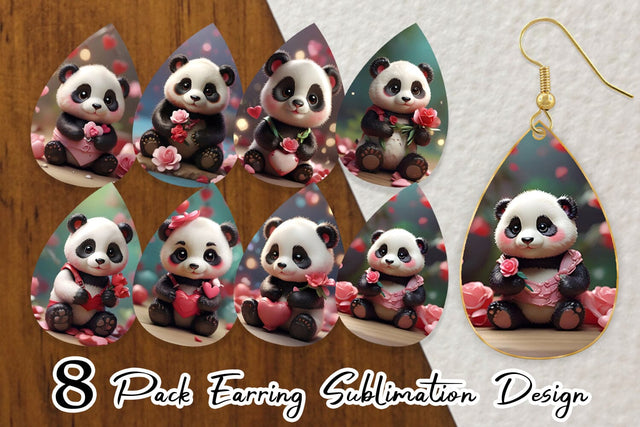 Earring Valentine Panda Sublimation artnoy 