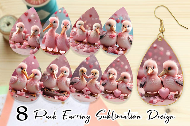 Earring Valentine Pelicans Sublimation artnoy 