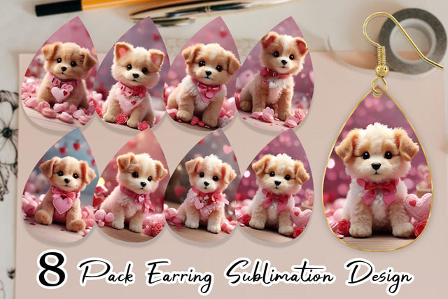 Earring Valentine Puppy Sublimation artnoy 