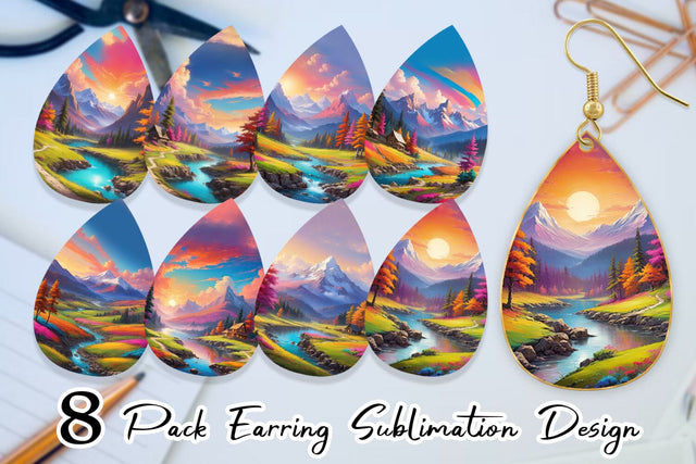 Earring Vibrant Landscape Sublimation artnoy 