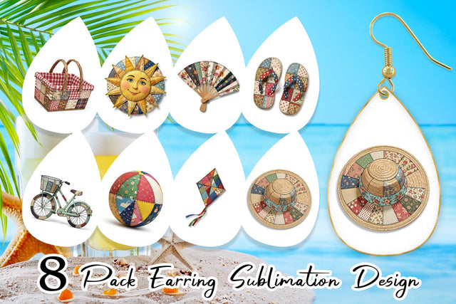 Earring Vibrant Summer Play Patchwork Sublimation artnoy 