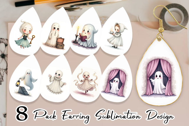 Earring Victorian Dollhouse Ghosts Sublimation artnoy 