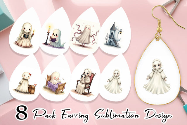 Earring Victorian Dollhouse Ghosts Sublimation artnoy 