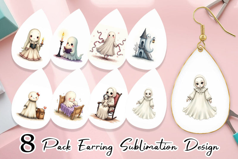 Earring Victorian Dollhouse Ghosts Sublimation artnoy 
