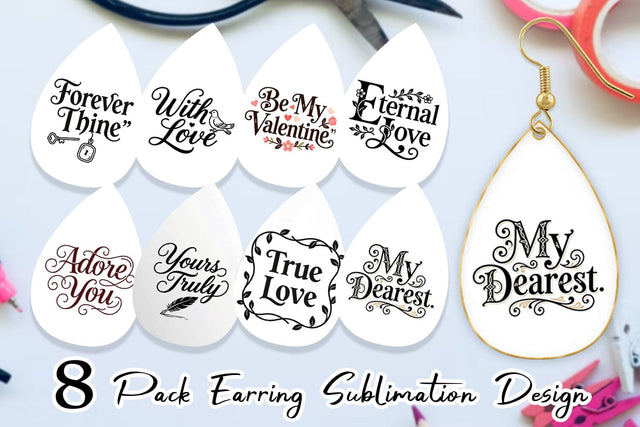 Earring Victorian Romance Valentine Quotes Sublimation artnoy 