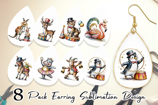 Earring Vintage Animal Circus Sublimation artnoy 