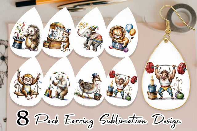 Earring Vintage Animal Circus Sublimation artnoy 