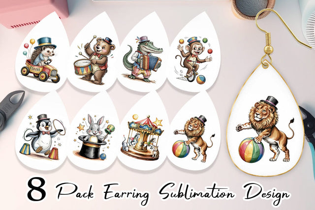 Earring Vintage Animal Circus Sublimation artnoy 