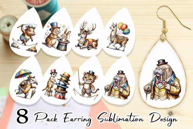 Earring Vintage Animal Circus Sublimation artnoy 