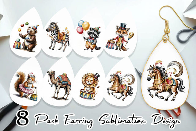 Earring Vintage Animal Circus Sublimation artnoy 