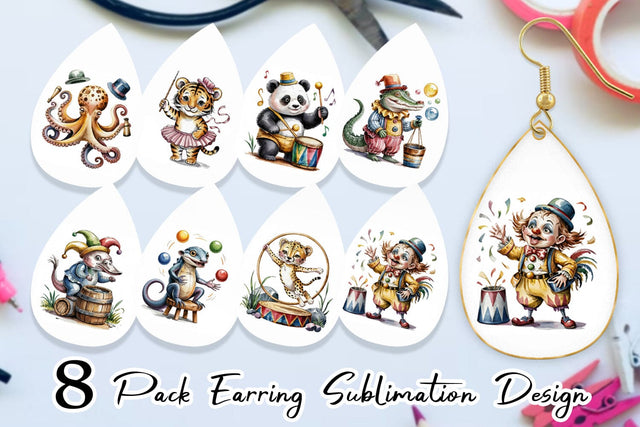 Earring Vintage Animal Circus Sublimation artnoy 