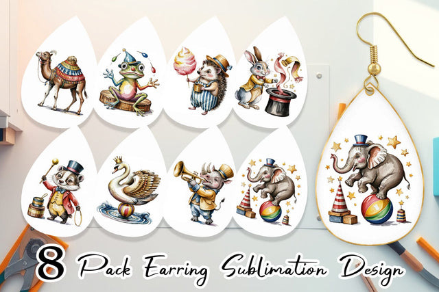 Earring Vintage Animal Circus Sublimation artnoy 