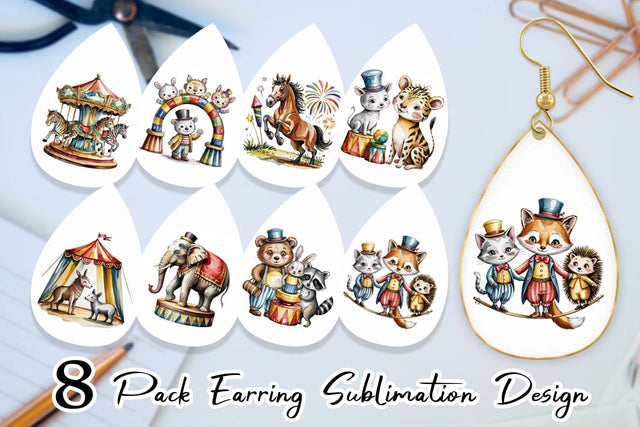 Earring Vintage Animal Circus Sublimation artnoy 