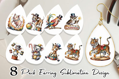 Earring Vintage Animal Circus Sublimation artnoy 