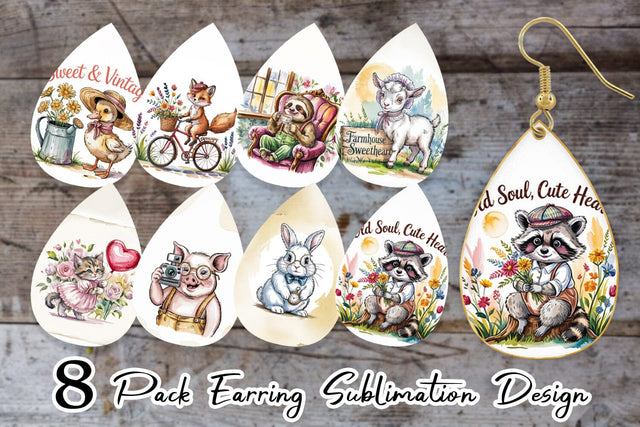 Earring Vintage Animal Sublimation artnoy 