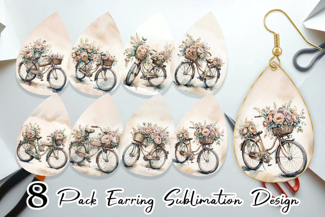 Earring Vintage Bike Sublimation artnoy 