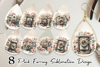 Earring Vintage Camera Sublimation artnoy 