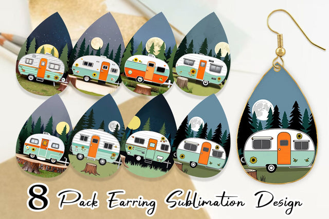 Earring Vintage Campervan Sublimation artnoy 