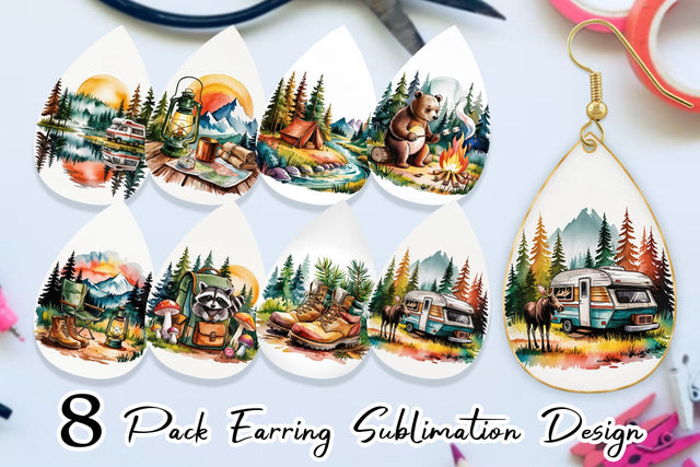 Earring Vintage Camping Vibes Sublimation artnoy 