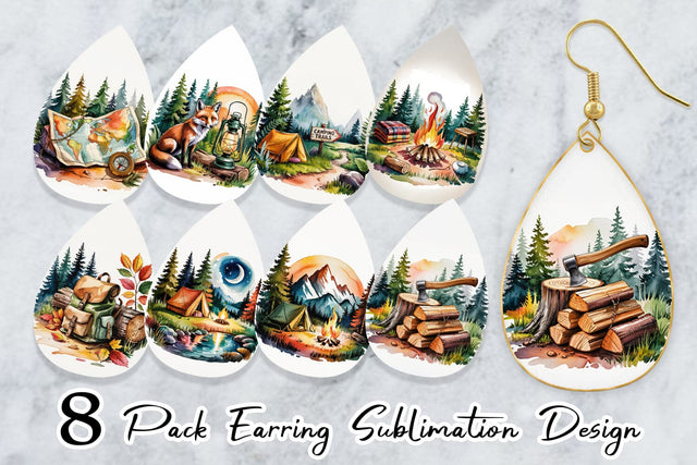 Earring Vintage Camping Vibes Sublimation artnoy 