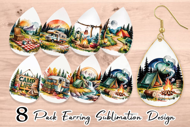 Earring Vintage Camping Vibes Sublimation artnoy 